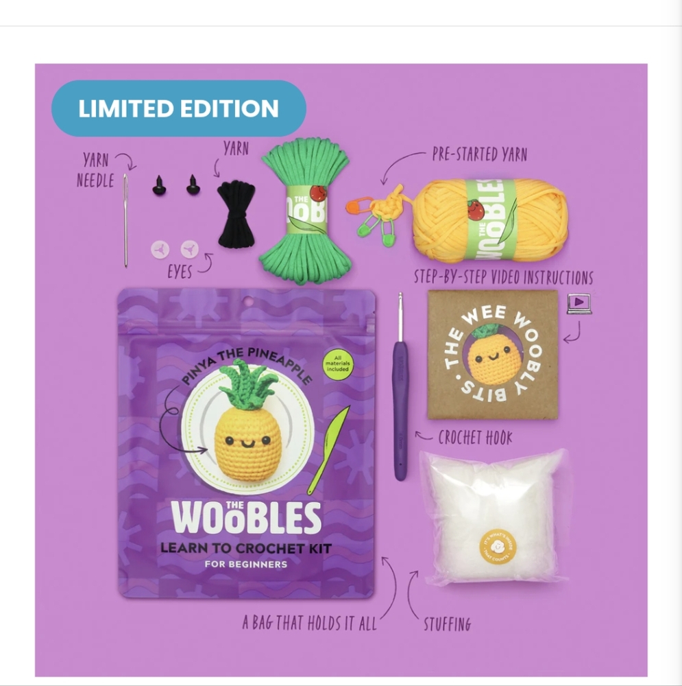 The Woobles, PINYA The Pineapple Crochet Kit for Beginners, NIB - Picture 4 of 11